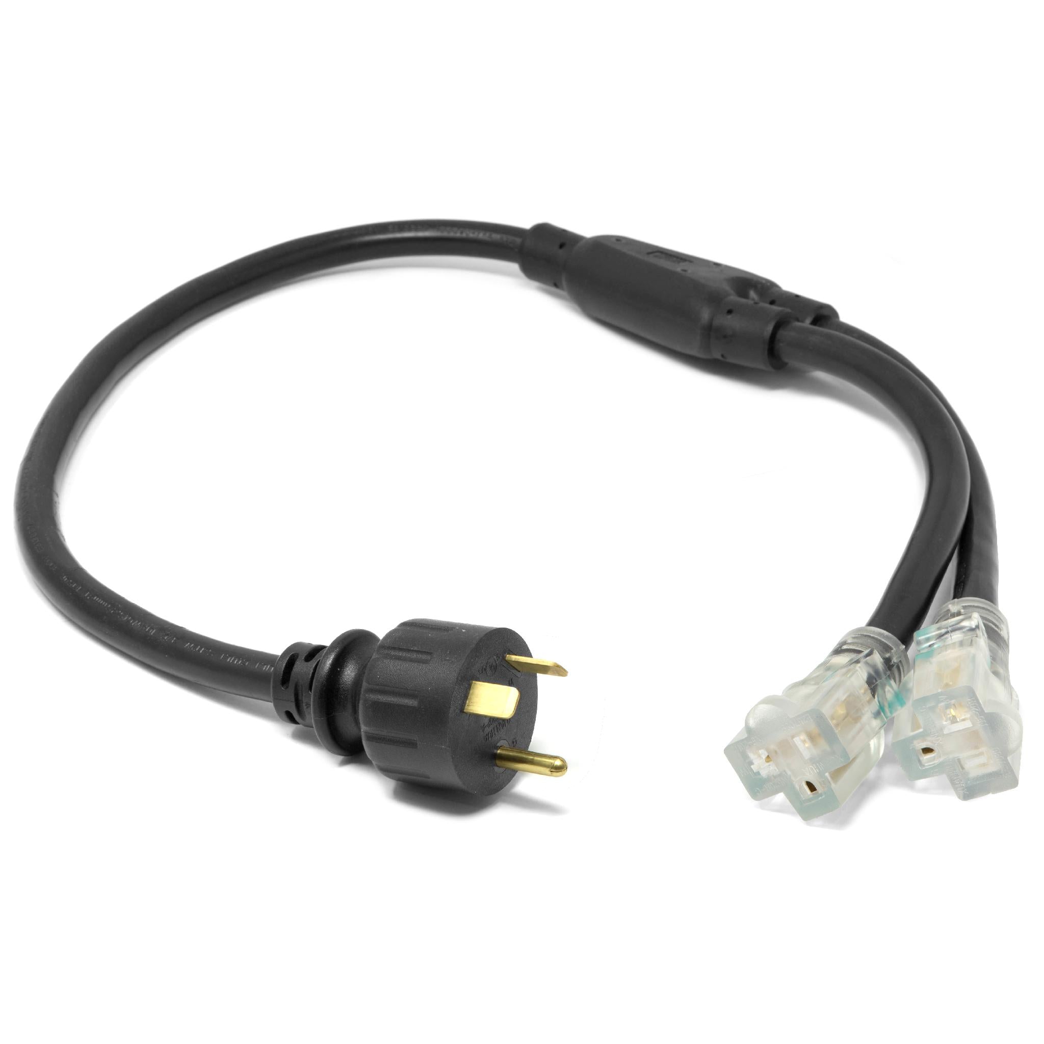 WEN PC3352 3 Feet 10 Gauge SJTW Heavy Duty Generator Extension Cord Splitter - Converts TT-30R to Two 5-20R Outlets for RV, Camping & Emergency Power Use