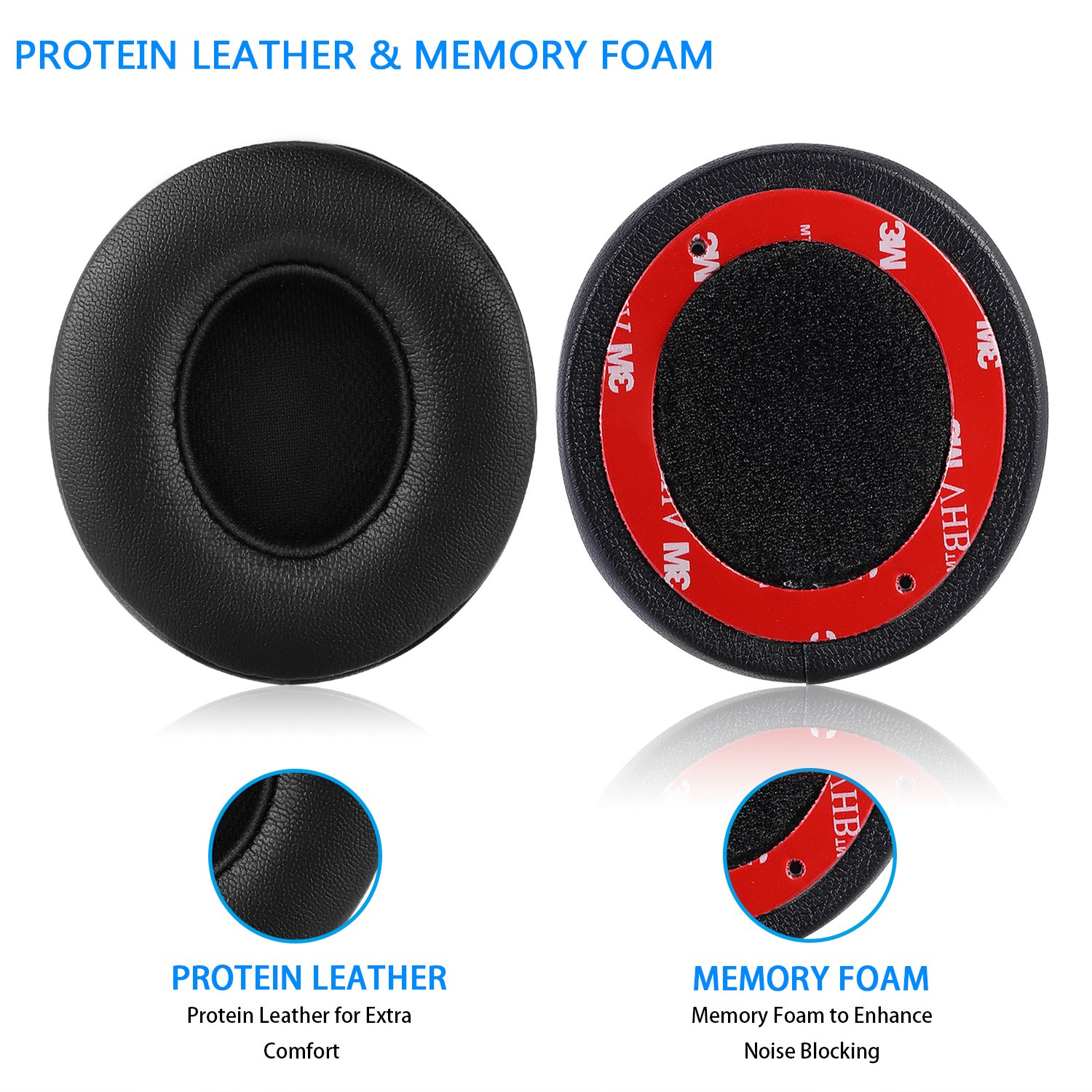 Premium Replacement Earpads for Beats Solo2 Wired Headphones - JECOBB Protein Leather Memory Foam Ear Cushions (Black) | Comfort Upgrade for Music, Gaming & Travel | Solo2 Wired Only (Not Compatible with Solo 2/3 Wireless)
