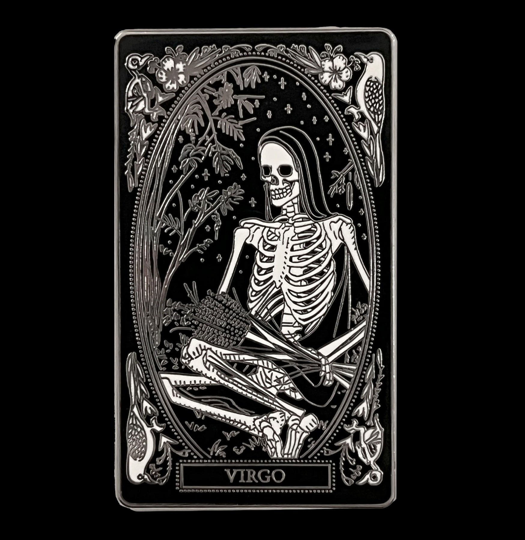 Skeletal Zodiac Pin - Gothic Zodiac Sign Brooch for Jackets, Bags & Accessories - Perfect for Goth Fashion, Cosplay & Alternative Style Outfits