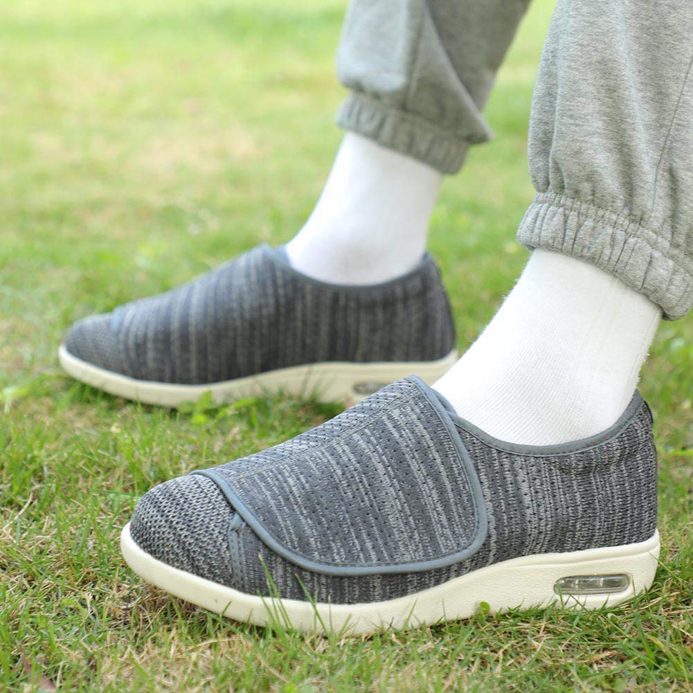 W&LESVAGO Men's Extra Wide Air Cushion Walking Sneakers - Adjustable Comfort Shoes for Diabetic & Edema Relief - Ideal for Elderly Outdoor Activities, Walking & Daily Wear