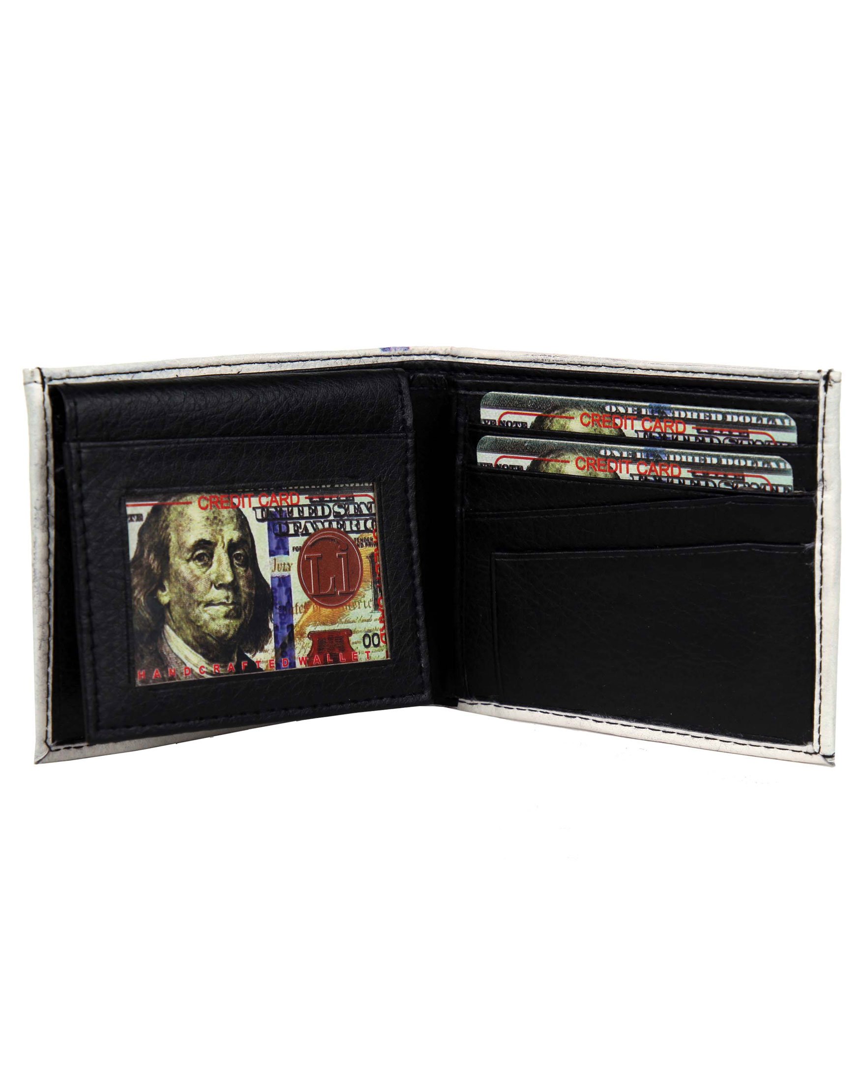 Premium Men's Leather Wallet with RFID Blocking - USA New $100 Dollar Bill Design, Credit Card Holder & ID Display - Perfect for Travel, Business & Everyday Use