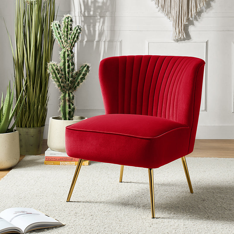 Lola Velvet Side Chair - Modern Upholstered Accent Chair for Living Room, Bedroom & Office - Soft Velvet Fabric with Sturdy Wooden Legs - Perfect for Dining, Lounge & Home Decor