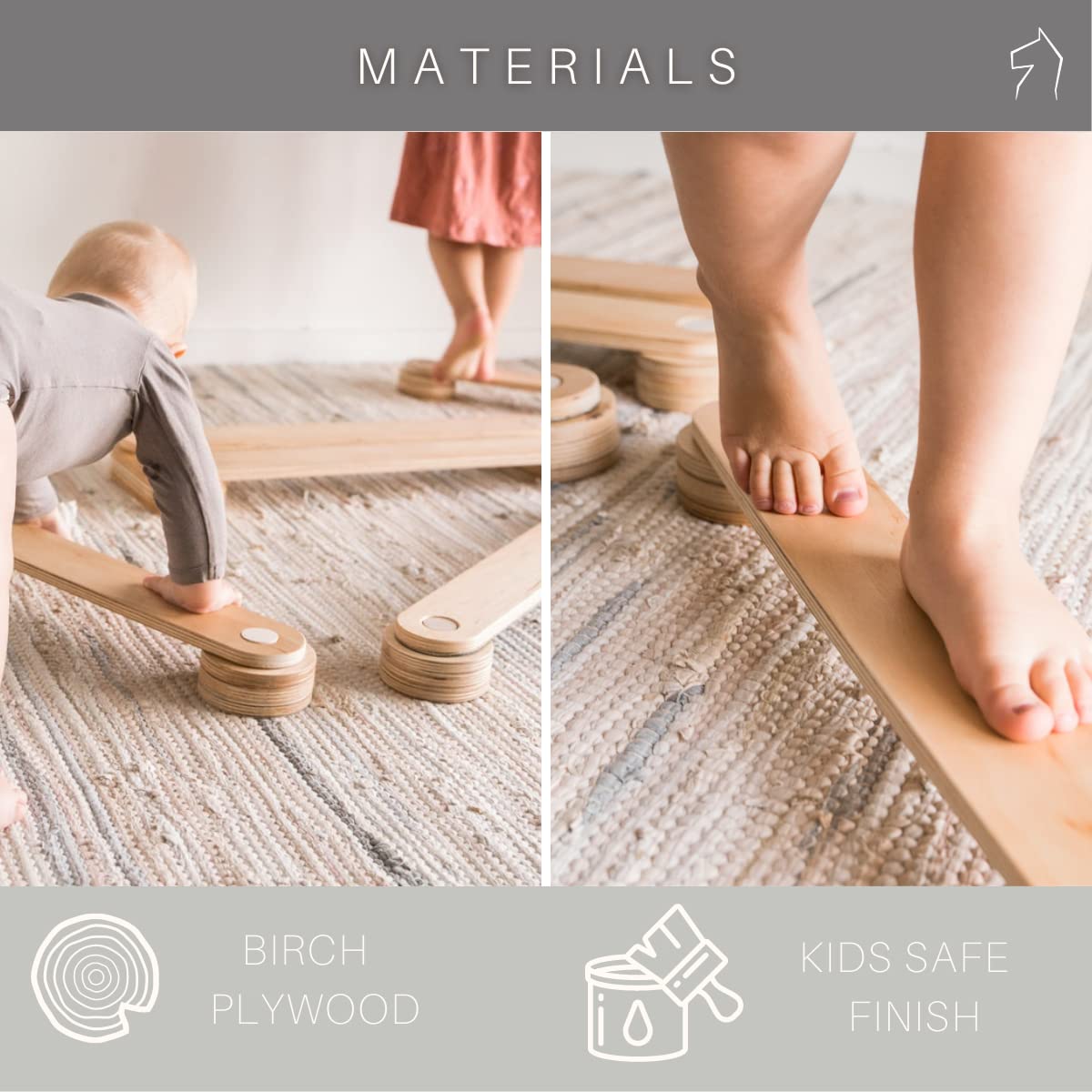 Wooden Balance Beam Stepping Stones for Kids - Indoor & Outdoor Montessori Balance Board, Toddler Coordination Toys, Gross Motor Equipment, Kids Furniture, Gymnastics Balance Game - Perfect for Playrooms, Backyards, and Preschool Activities