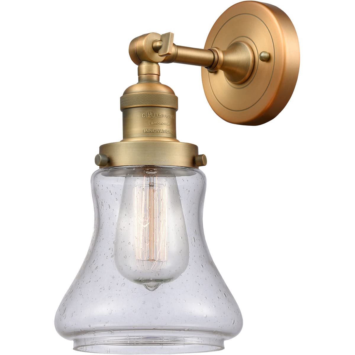 Innovations INNO203-BB-G194-LED Brass LED Wall Sconce Light Fixture - Modern Dimmable Lighting for Bedroom, Living Room & Hallway Decor
