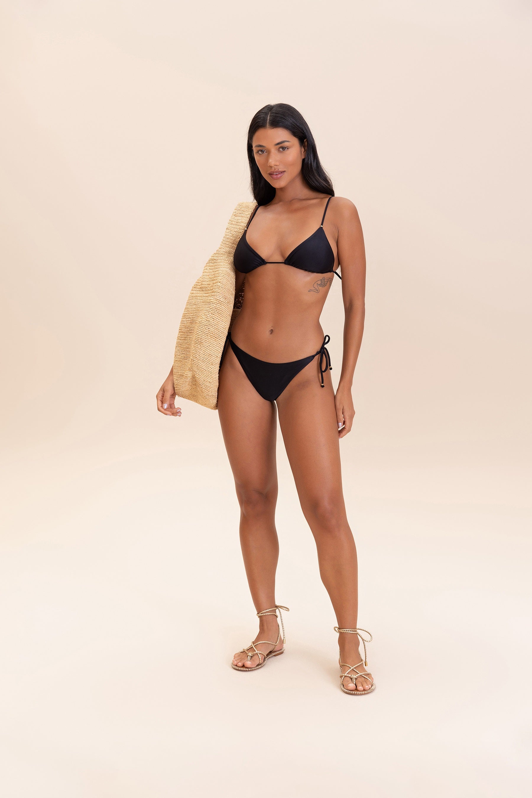 Shine Tie Side Bikini Bottom - High Waisted Swimwear for Women, Adjustable Ties, Sexy Beachwear for Summer Vacation & Pool Party