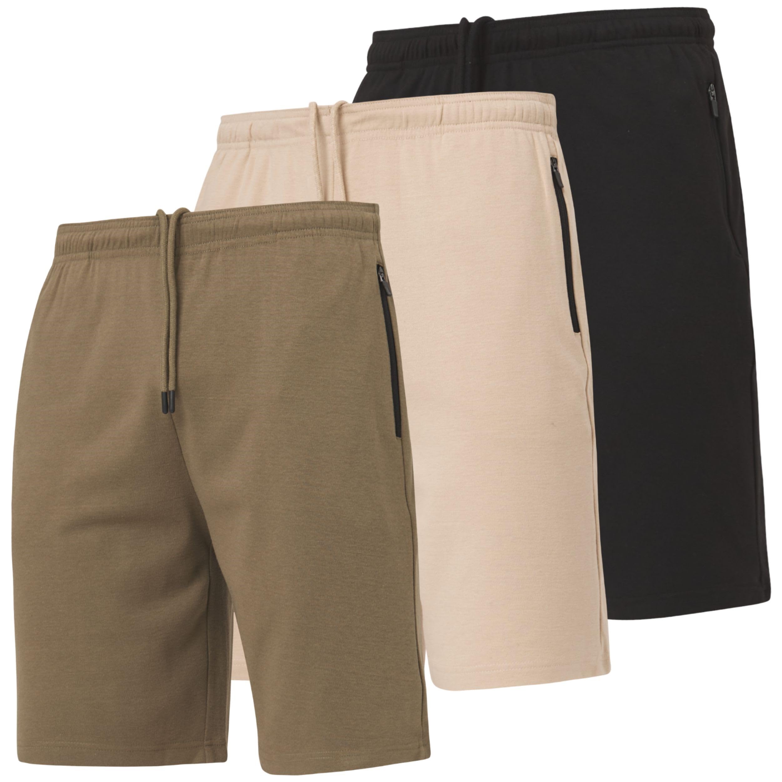 Ultra Performance 3 Pack Men's Athletic Shorts - Gym Workout Running Casual Shorts with Zipper Pockets (Sizes Small to 5X) - Perfect for Training, Jogging & Everyday Wear