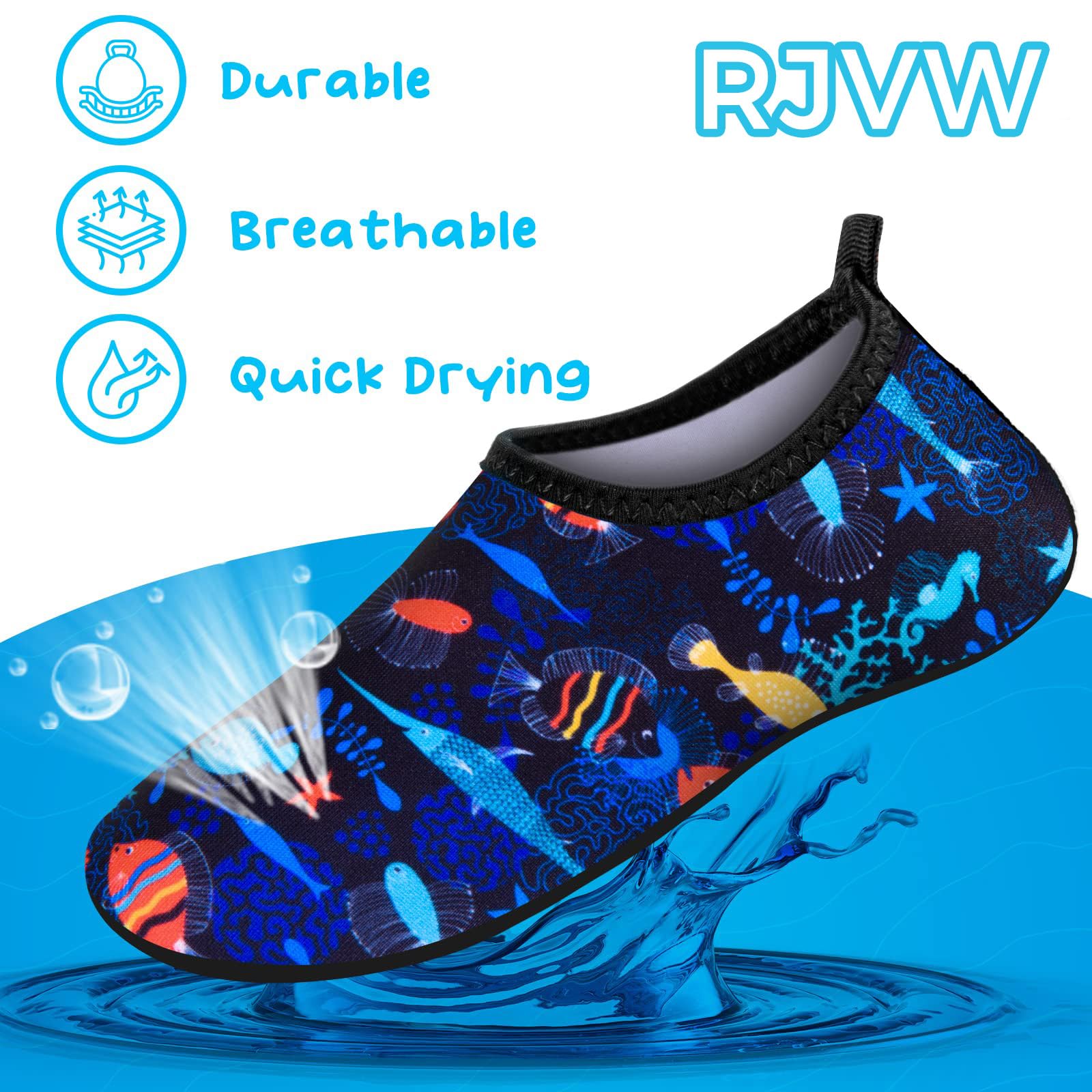 **Non-Slip Quick-Dry Kids Swim Water Shoes for Boys & Girls – Toddler Barefoot Aqua Socks for Beach, Pool & Outdoor Sports | Perfect for Swimming, Surfing & Water Play**