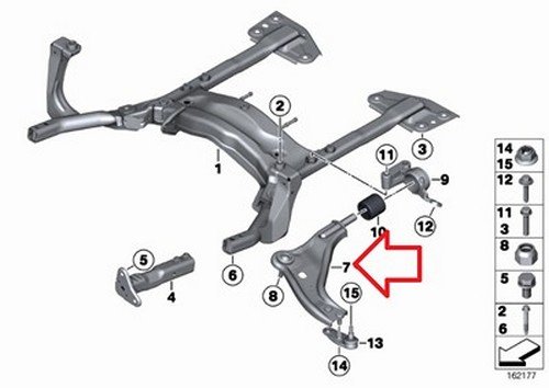 Mini Front Right Axle Support Wishbone Control Arm Compatible with R55 R56 R57 Cooper S JCW & BEV Models - Perfect for Suspension Repair & Performance Upgrades