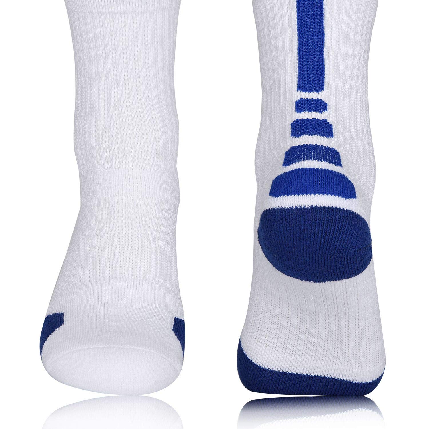MITVR Basketball Socks - 5 Pack Cushioned Compression Crew Socks for Men, Women & Kids - Breathable Athletic Sports Socks for Basketball, Running, Gym & Workout