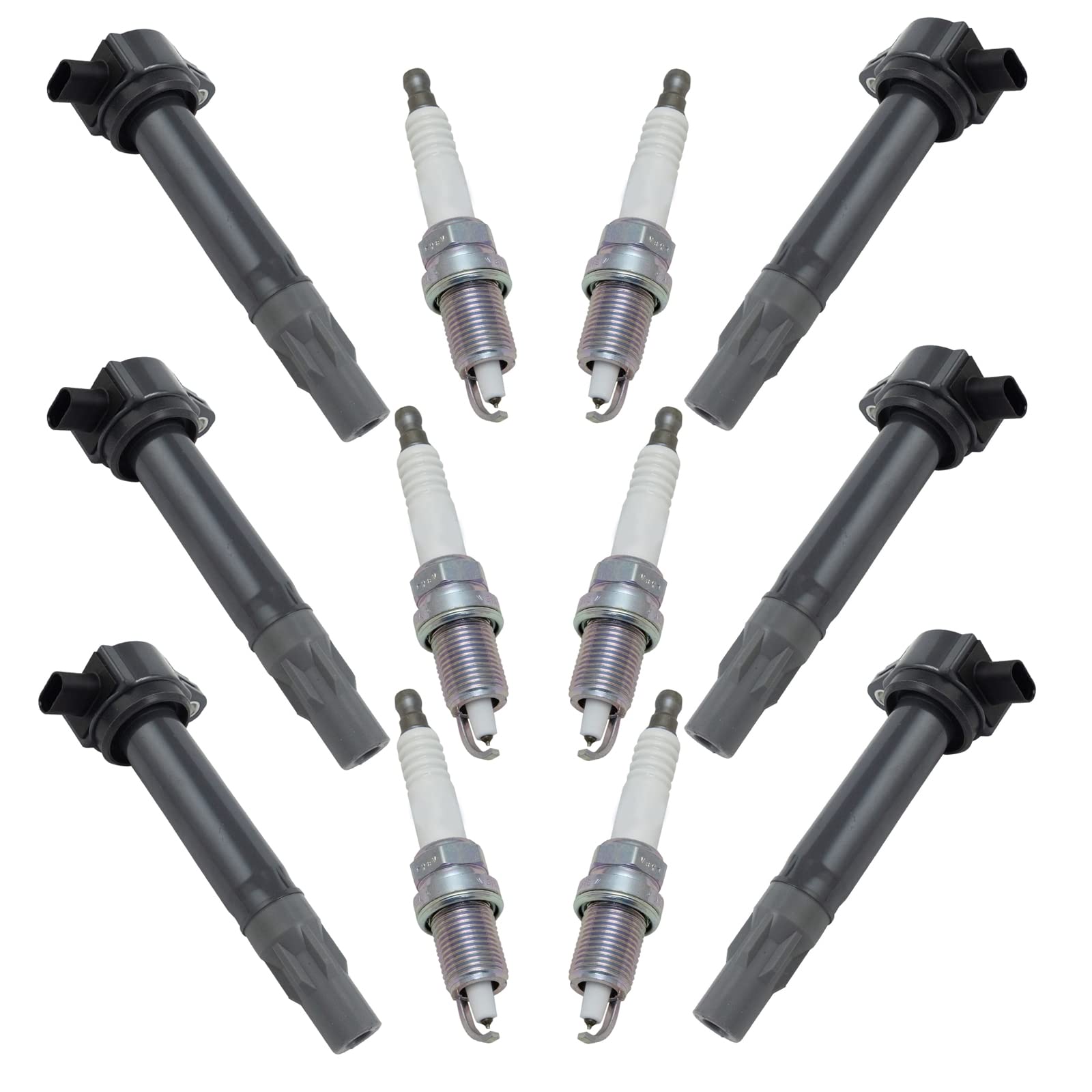 TRQ Engine Ignition Coil & NGK Spark Plug Kit - 12 Piece Set Compatible with Chrysler 300, Dodge Charger, Challenger, Durango - Improves Engine Performance & Fuel Efficiency