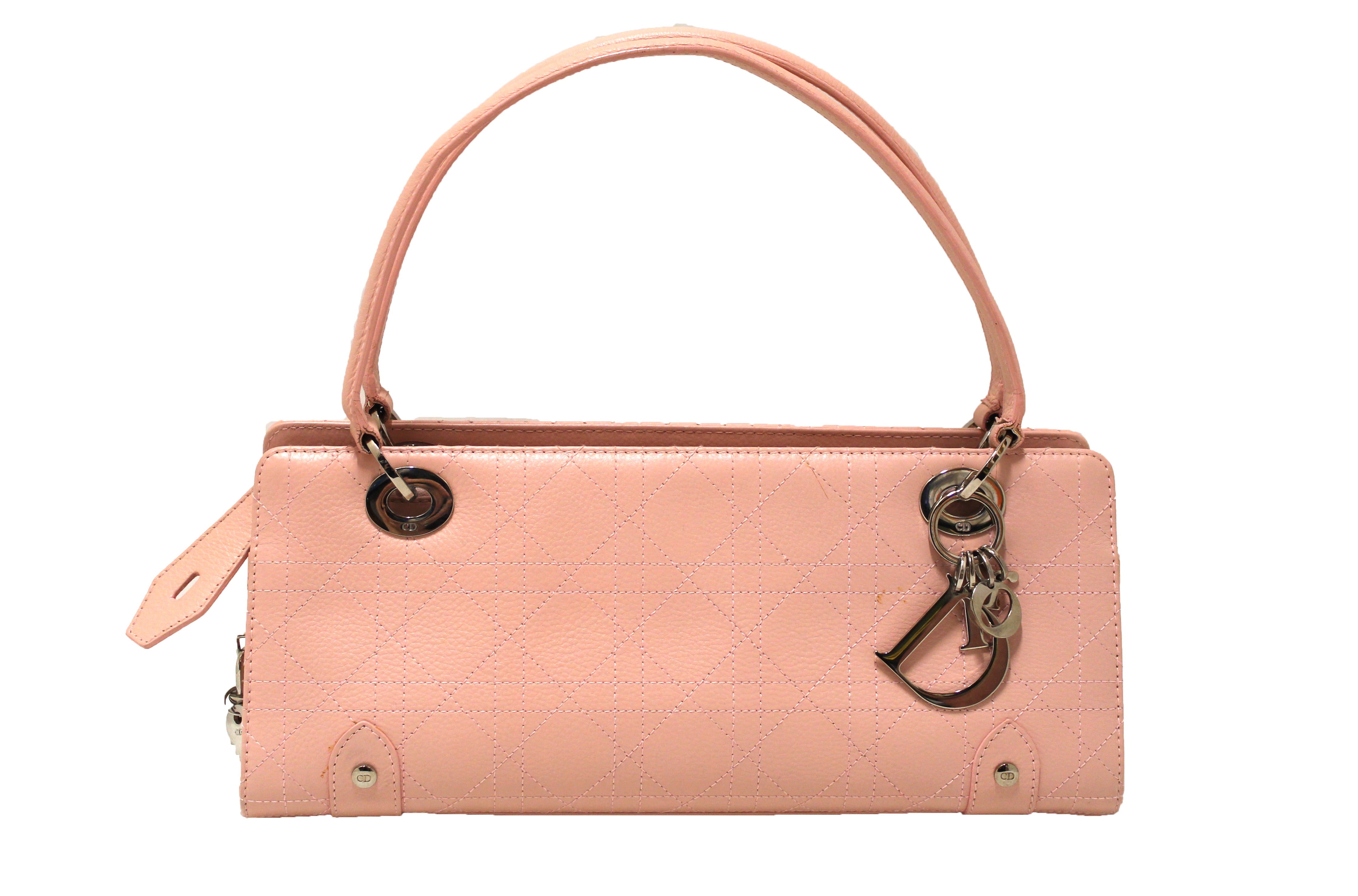 Authentic Christian Dior Pink Calfskin Leather Tote Shoulder Bag for Women | Luxury Designer Handbag | Perfect for Work, Travel & Everyday Use