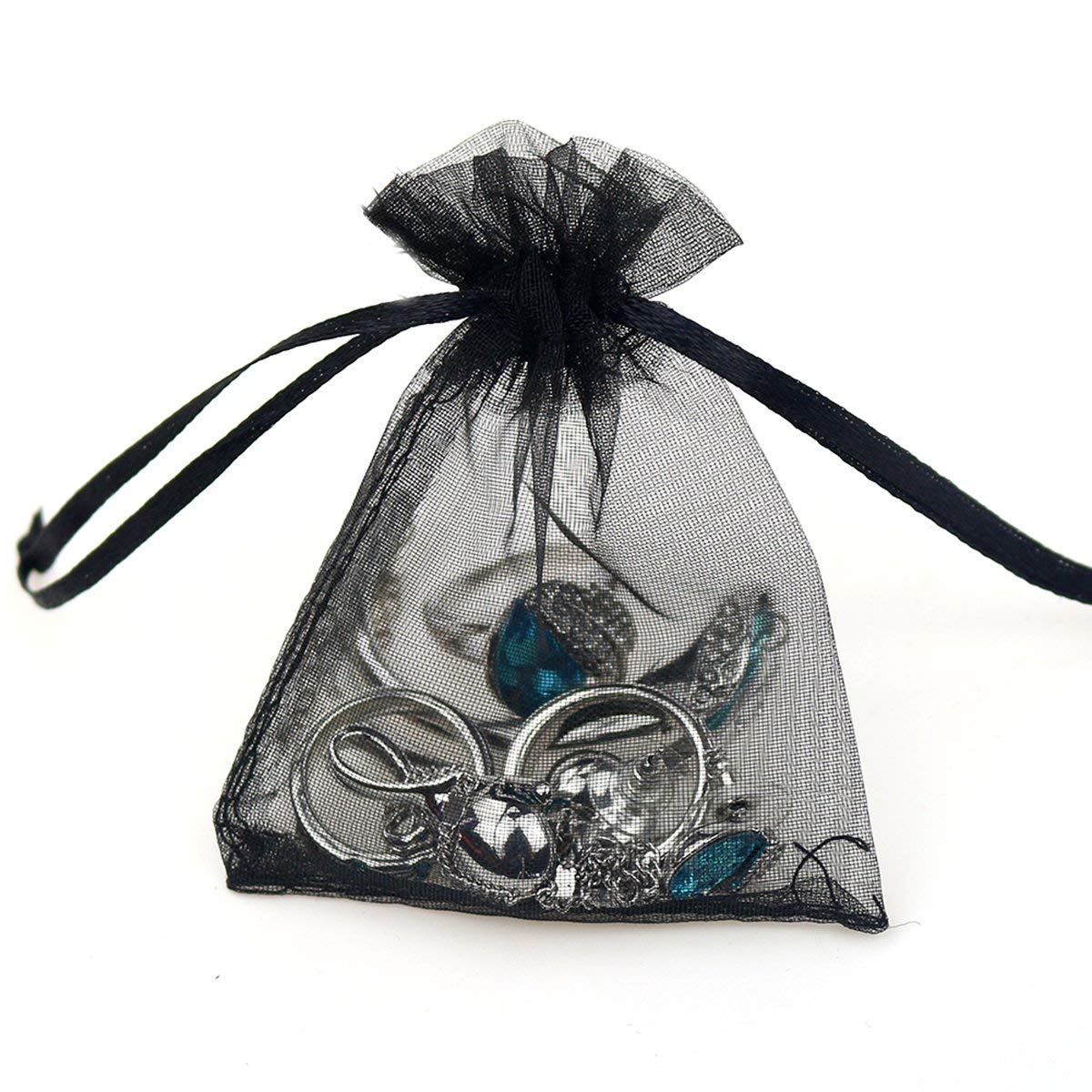 100Pcs Black Organza Bags 3.54