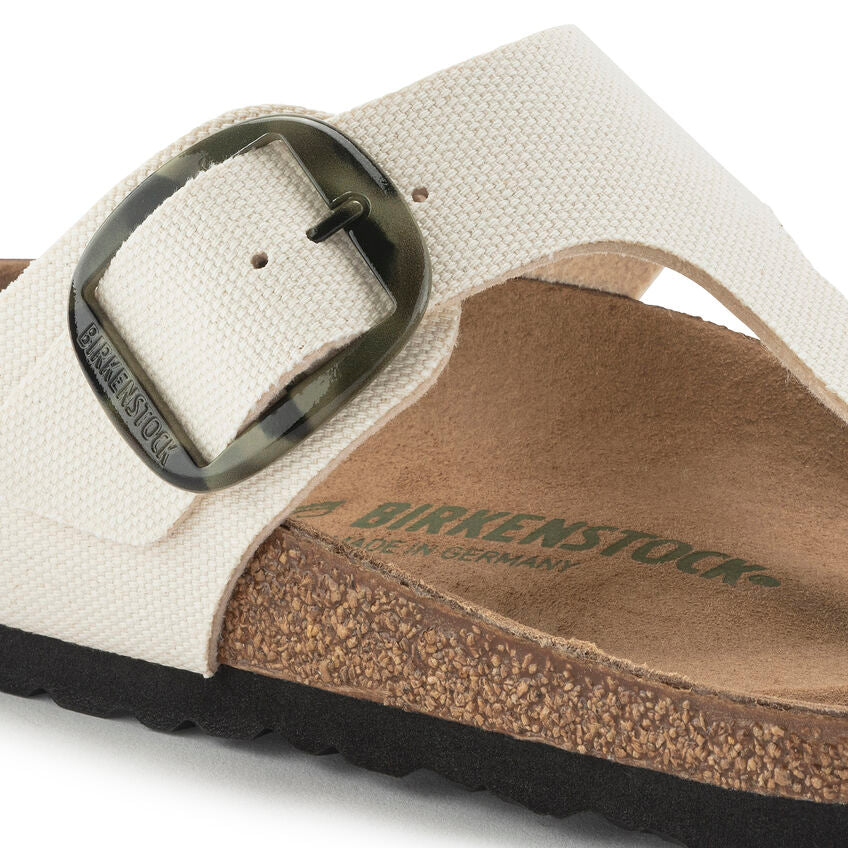 Birkenstock Gizeh Vegan Big Buckle Sandals - Women's Comfortable Textile Footwear in Eggshell White | Perfect for Summer, Beach, and Casual Outfits