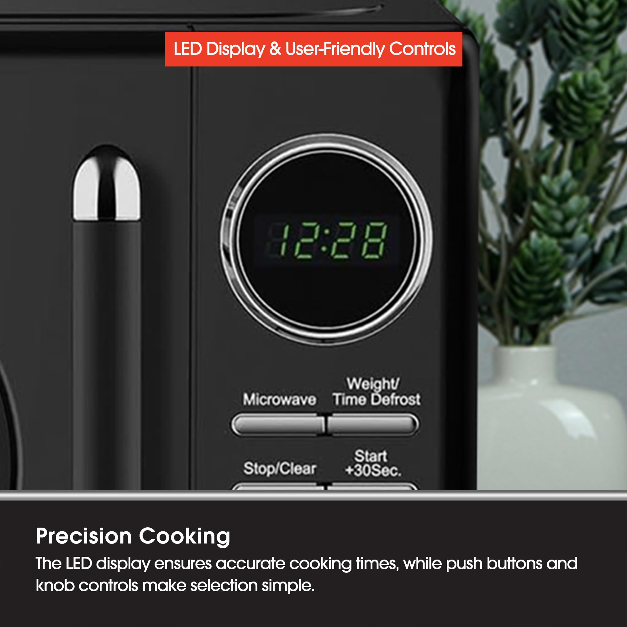 Magic Chef Countertop Microwave Oven - 0.7 Cu Ft Compact Retro Microwave with Classic Design in Black - Perfect for Small Kitchens, Dorms & Office Spaces