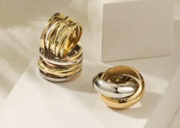 Rosy's Favorite Statement Double Ring - Elegant Fashion Jewelry for Women - Perfect for Parties, Weddings & Special Occasions