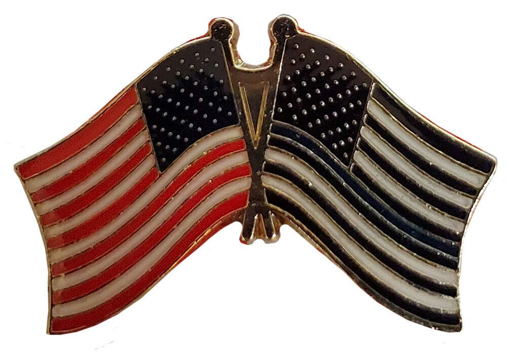 USA Flag & Thin Blue Line Police Lapel Pins - 12 Pack for Hats & Clothes - Motorcycle Accessories