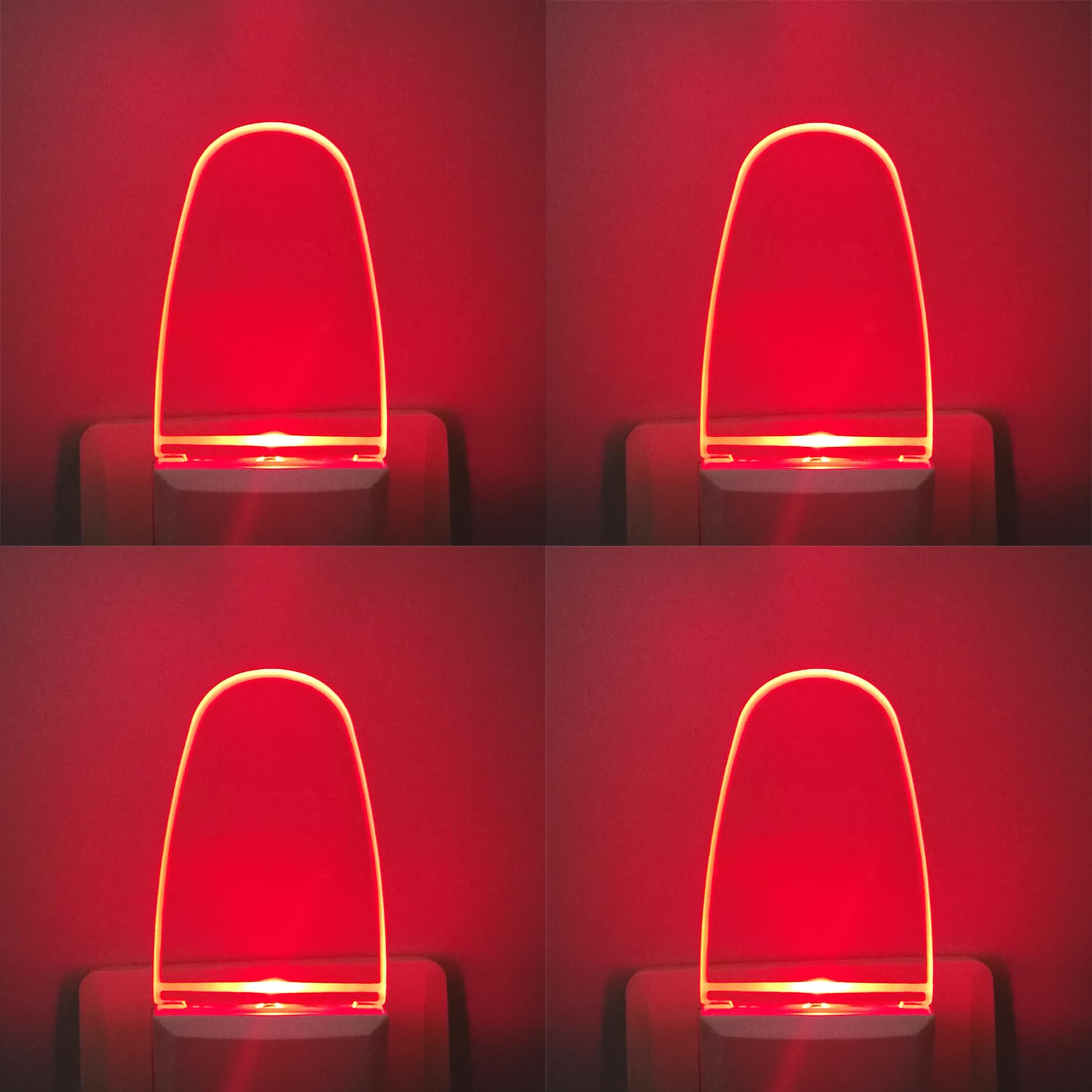 CICINY 4 Pack LED Night Light Plug in with Dusk to Dawn Sensor - 0.5W Ultra Energy Efficient Night Lights for Bedroom, Bathroom, Kitchen, Hallway, Stairs & Nursery - Soft Red Glow for Safe Nighttime Navigation