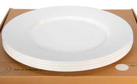 Premium Glampware Solid Cream Dinner Plates - Set of 4, 10.5