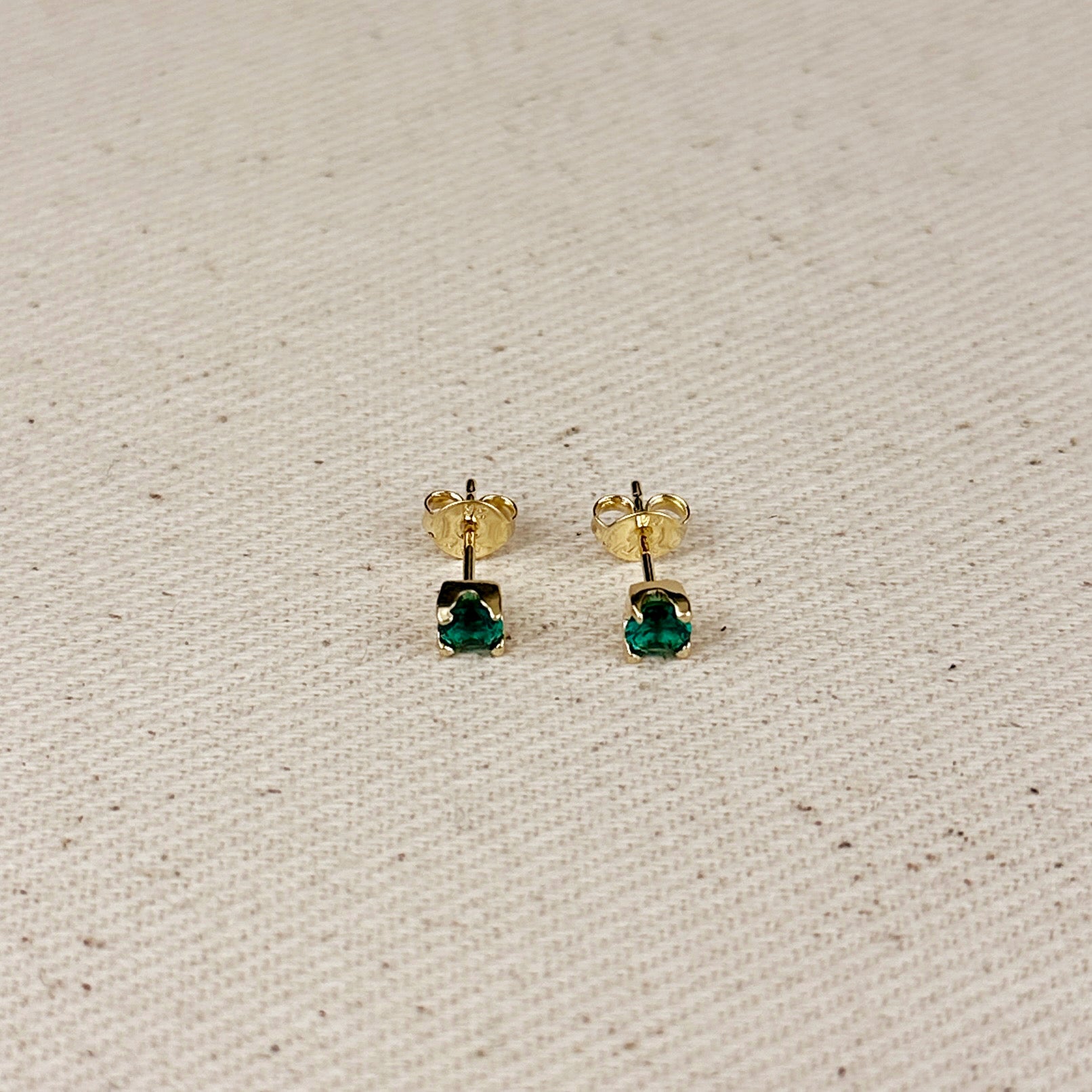 18K Gold Filled 4mm Colored Cubic Zirconia Stud Earrings for Women - Hypoallergenic Fashion Jewelry Gift for Birthday, Anniversary & Valentine's Day