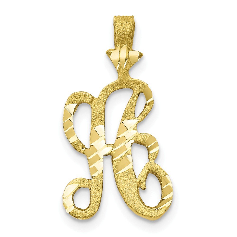 10K Solid Gold Diamond-Cut Grooved Initial A Charm Pendant - Perfect for Necklaces, Bracelets & Personalized Jewelry Gifts