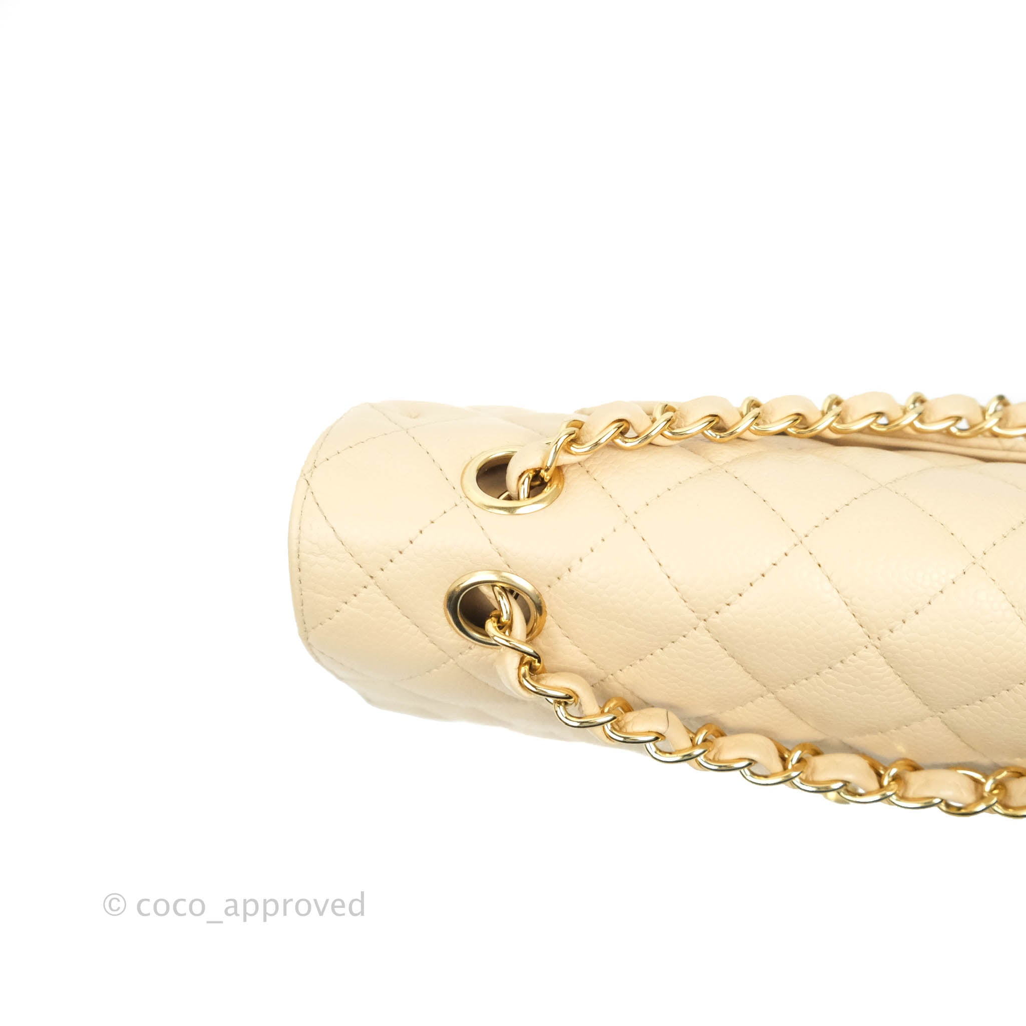 Chanel Classic Medium Double Flap Bag in Beige Caviar Leather with Gold Hardware - Luxury Designer Handbag for Women, Perfect for Work, Evening Events & Special Occasions