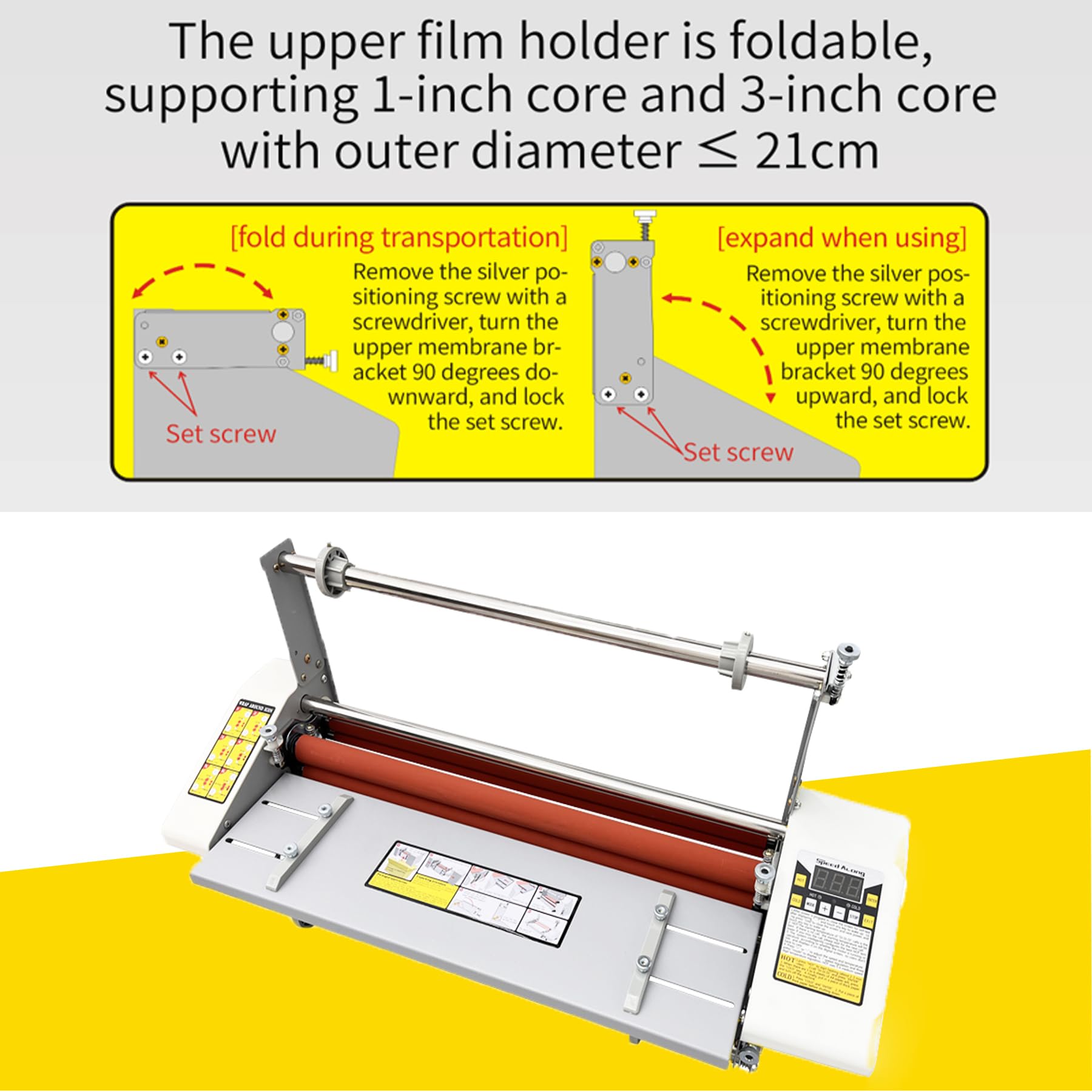 TECHTONGDA 110V Thermal Cold Roll Laminator Machine - Dual Side & Single Side Laminating with 4 Rollers & Digital Display - A2 Paper Size (17.3