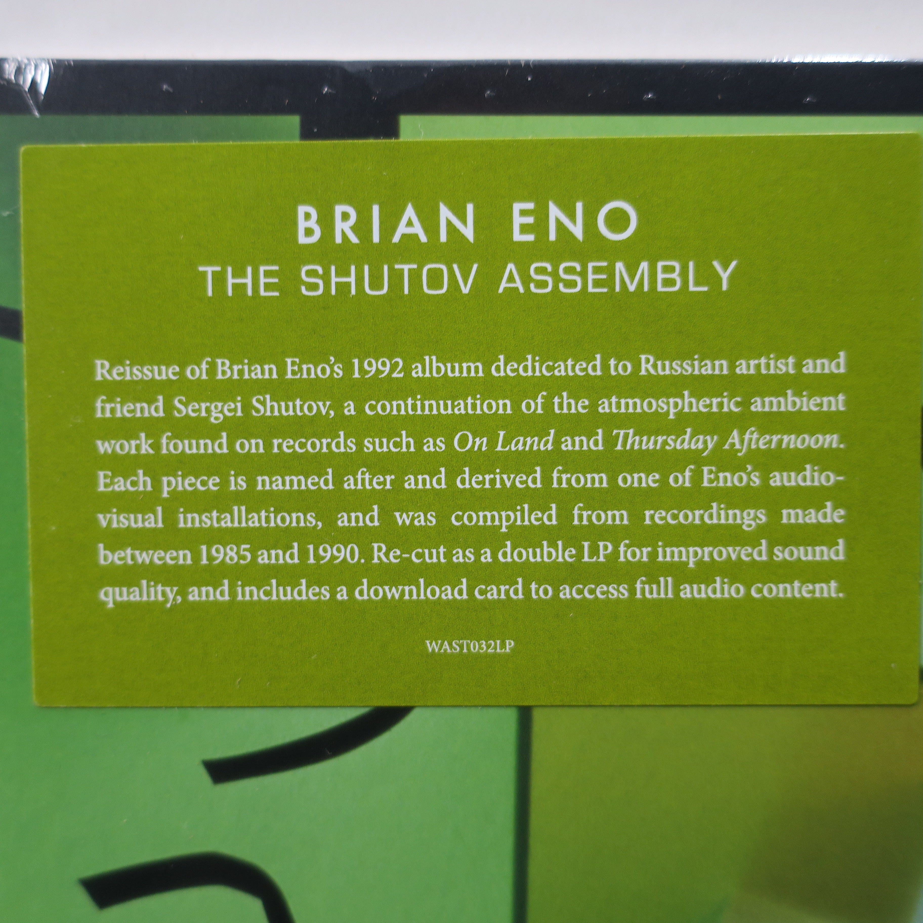 BRIAN ENO 'Shutov Assembly' Vinyl 2LP Record - Ambient Music Album for Relaxation, Meditation & Creative Inspiration