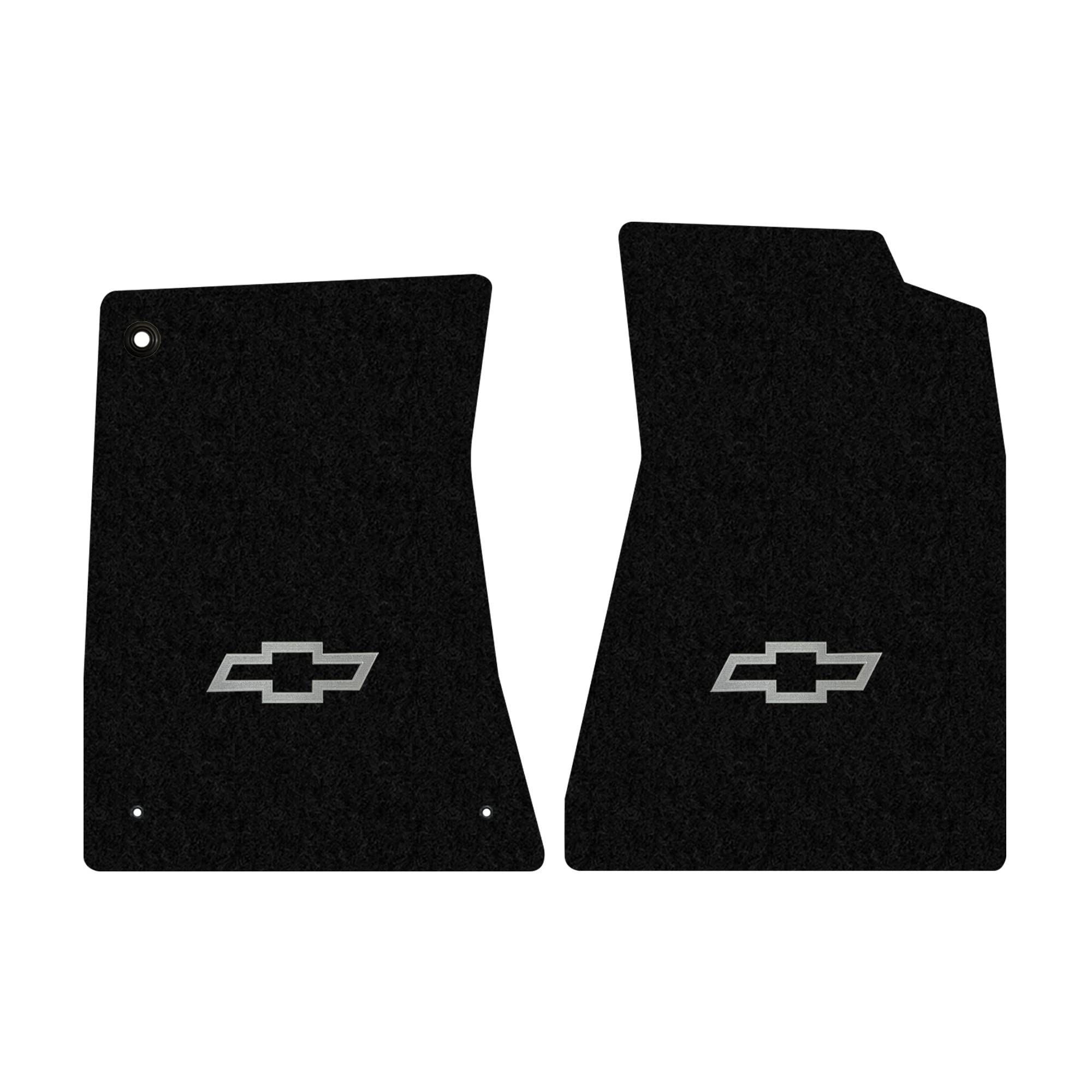 Lloyd Mats Premium Custom-Fit Carpeted Floor Mats for 1970-1972 Chevy Monte Carlo - Luxury Black Car Floor Liners with Silver Bowtie Logo (2-Piece Set) - Perfect for Classic Car Protection & Interior Upgrade