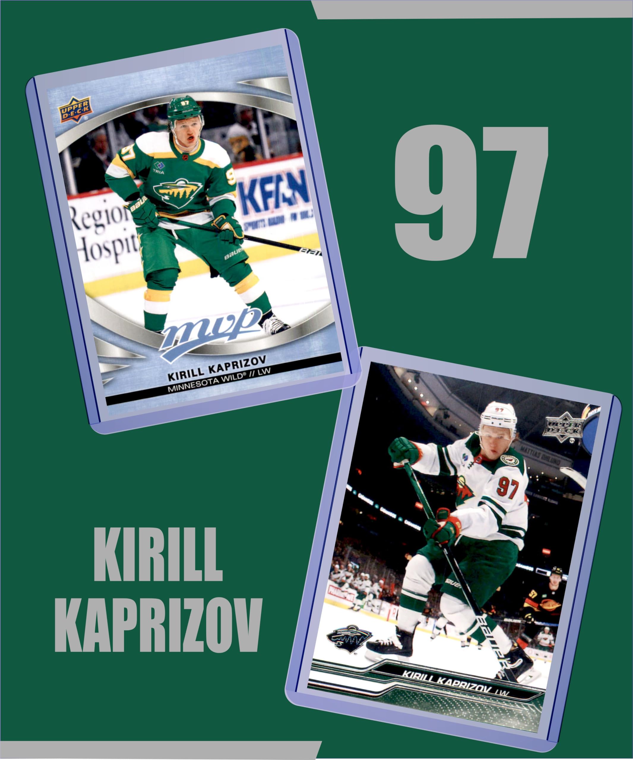 Kirill Kaprizov Minnesota Wild Hockey Cards (5-Pack) - Collectible NHL Trading Cards for Fans & Gift Ideas - Perfect for Sports Memorabilia Collections & Hockey Enthusiasts