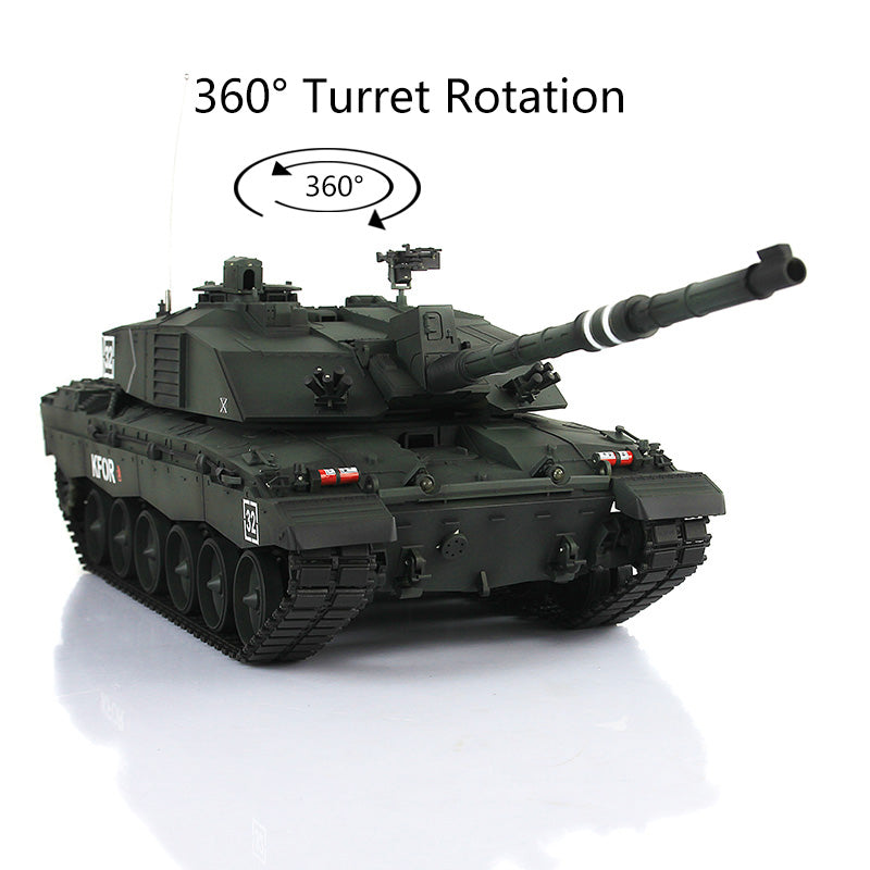 2.4Ghz Henglong 1:16 Scale British Challenger II RTR RC Tank - 360° Rotating Turret, Ready-to-Run Remote Control Model with Battery & Charger - Perfect for Military Enthusiasts, Collectors & Outdoor RC Battles