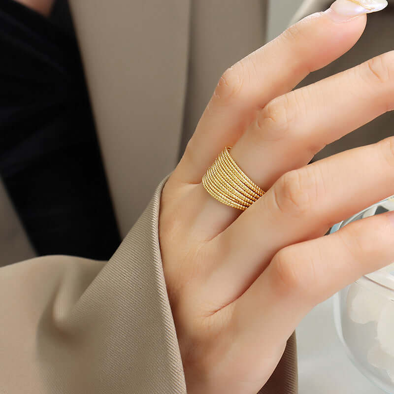 18K Gold Crossover Layered Thumb Ring for Women - Elegant Stackable Jewelry for Everyday Wear | Perfect for Casual Outfits, Office Style & Special Occasions