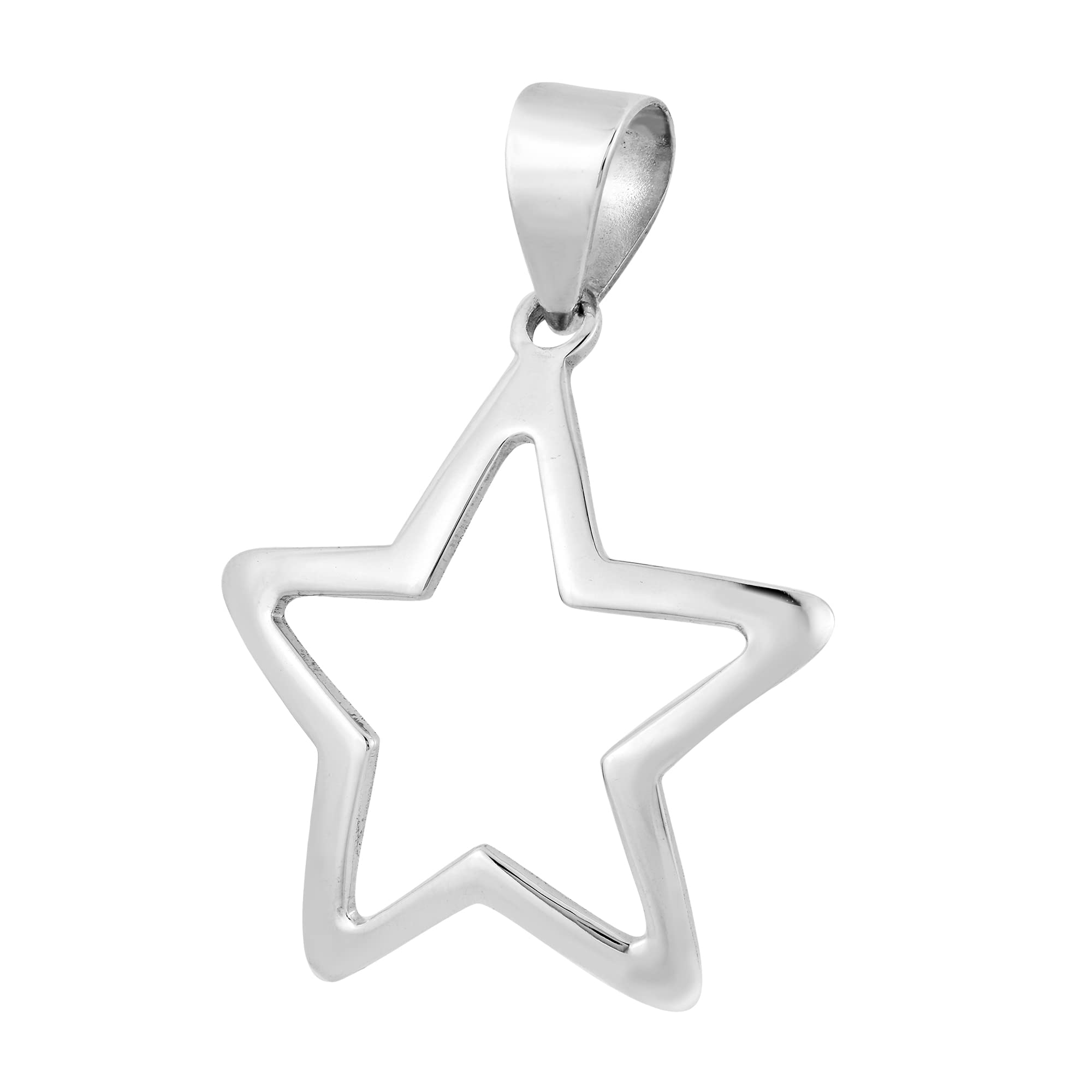 AeraVida 24mm Cute Star Cut-Out .925 Sterling Silver Pendant Necklace for Women | Minimalist Dainty Silver Charm Jewelry | Perfect for Everyday Wear, Gifts & Special Occasions