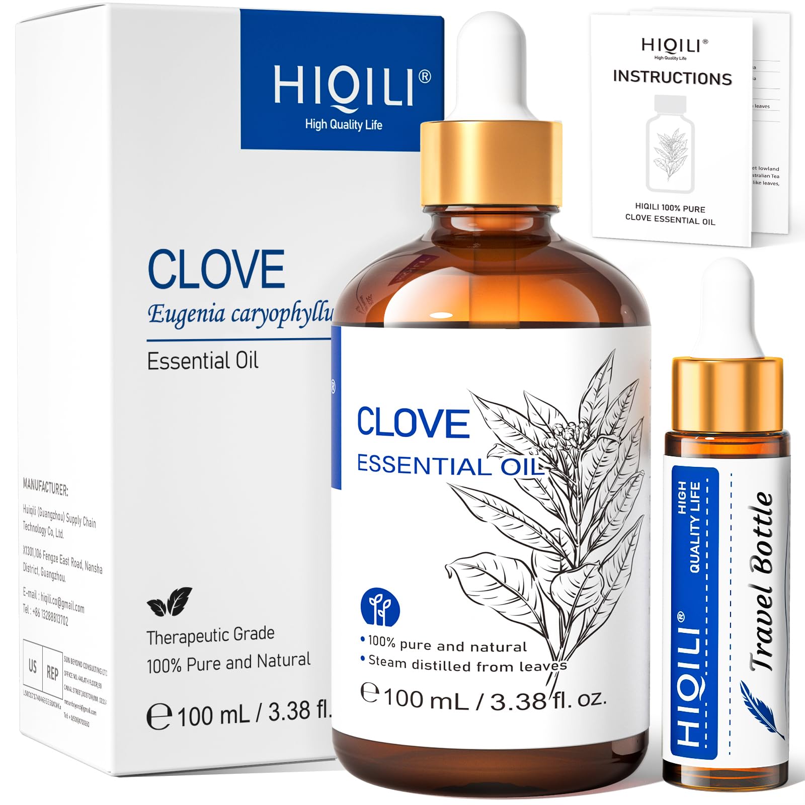 100% Pure Natural Clove Oil for Teeth & Gums Relief - 100ml (3.38 Fl Oz) Dental Pain Spray - Aromatherapy Essential Oil for Toothache, Oral Care & Relaxation - Perfect for Home Remedies & Spa Treatments