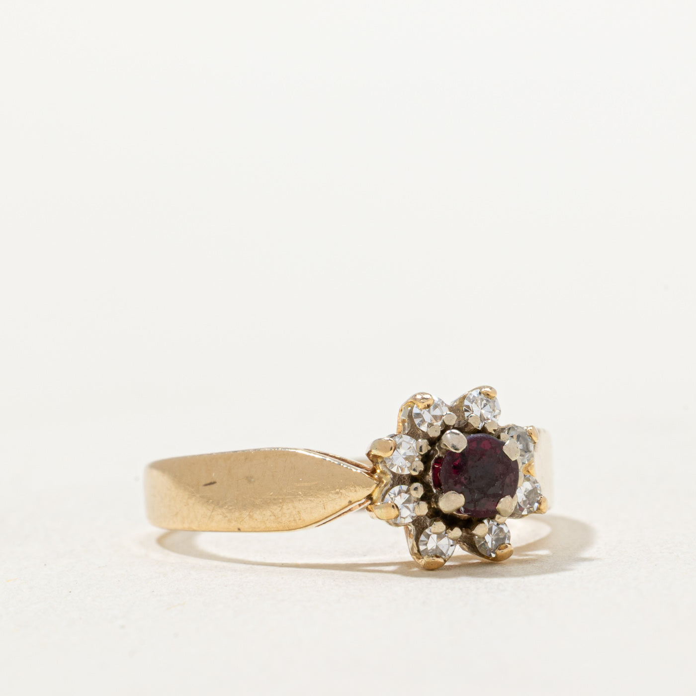 Exquisite Ruby & Diamond Petal Ring - 0.20ct Natural Ruby & 0.16ctw Diamond Accents - Size 6.5 - Elegant Bridal Jewelry, Anniversary Gift & Special Occasion Statement Piece