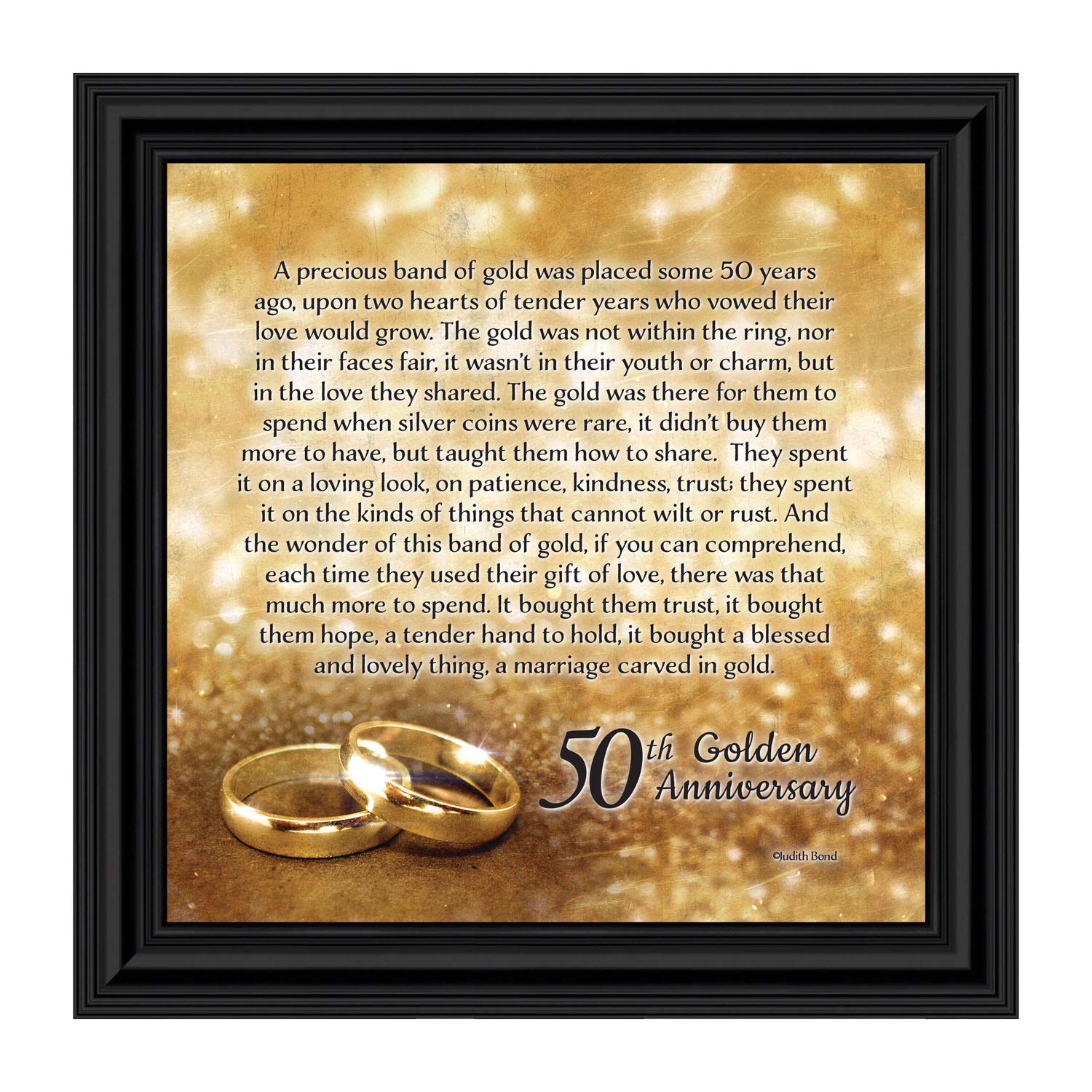 50th Wedding Anniversary Gifts for Parents - Elegant Golden Picture Frame for Couples | Crossroads Home Décor 8608B | Perfect for Displaying Anniversary Photos & Home Decoration