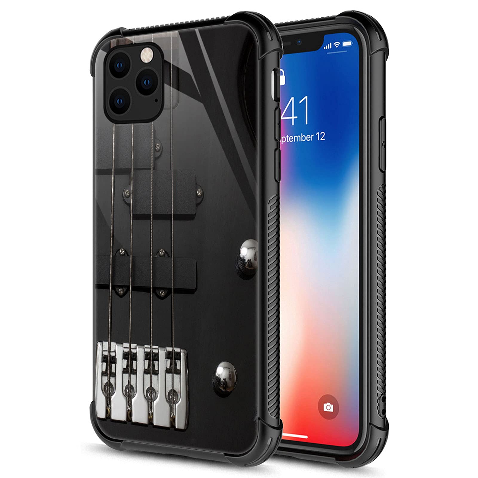 CARLOCA iPhone 13 Case - Shockproof Hard Acrylic Phone Cover with Guitar Bass Strings Black Graphic Design | Anti-Scratch Protection | Perfect for Musicians, Guitar Lovers & Music Festival Goers