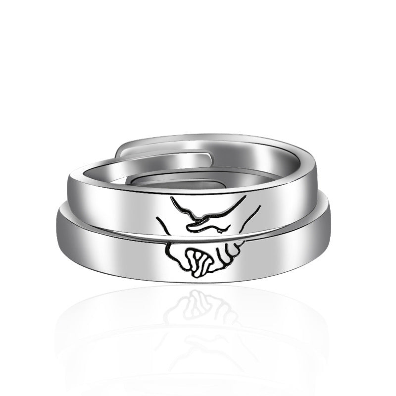 Promise Rings for Couples - Hold My Hand Matching Rings | E91 - Perfect for Anniversaries, Engagements & Romantic Gifts