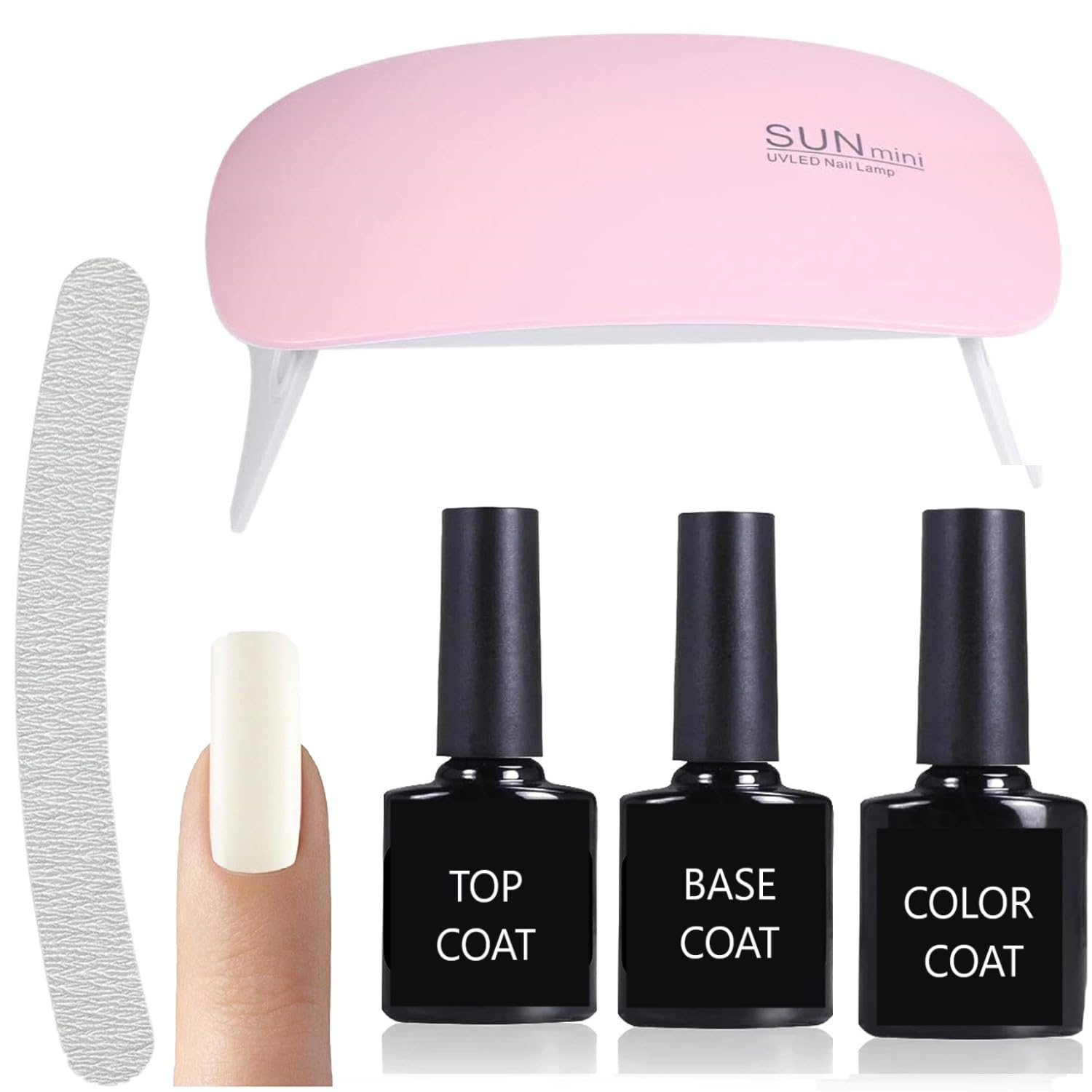 White Gel Nail Polish Kit with UV LED Light - Base & Top Coat Starter Set | Soak Off Nude Gel Polish with Nail Lamp & File | DIY Home Manicure Gift for Women | Perfect for Salon-Quality Nails at Home, Bridal Parties & Self-Care Days