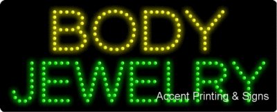 Flashing LED Body Jewelry Sign - Animated, High Impact & Energy Efficient for Nightclubs, Bars, and Events