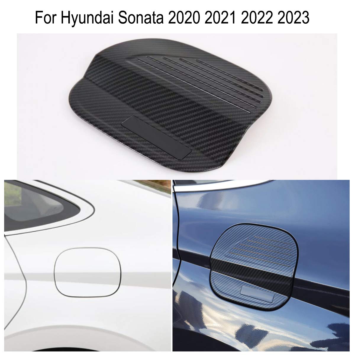 Premium Carbon Fiber Fuel Tank Cap Cover for Hyundai Sonata 2020-2023 - Durable Gas Door Trim Replacement - Perfect for Car Enthusiasts & Auto Detailing