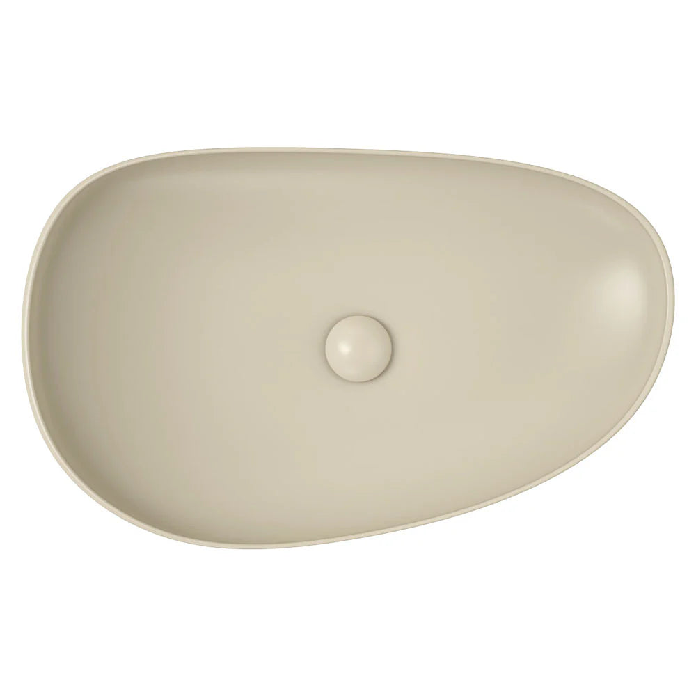 Fienza RB489MK Pebble Large Above Counter Bathroom Sink, Matte Khaki - Modern Farmhouse Vanity for Powder Room & Guest Bath Decor