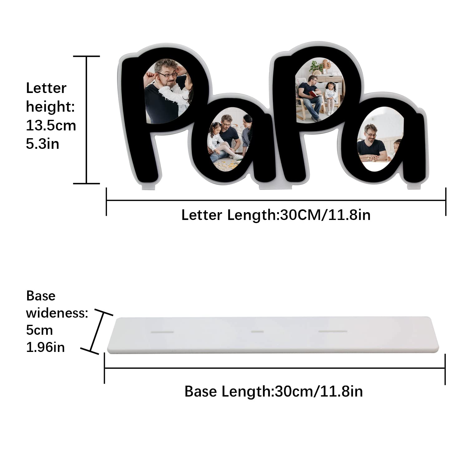 Custom Personalized Acrylic Picture Frame for Dad - Unique PaPa & DaD Shape Desktop Photo Frame - Perfect Father's Day & Birthday Gift from Son or Daughter - Ideal for Home, Office Desk Decor & Sentimental Keepsakes