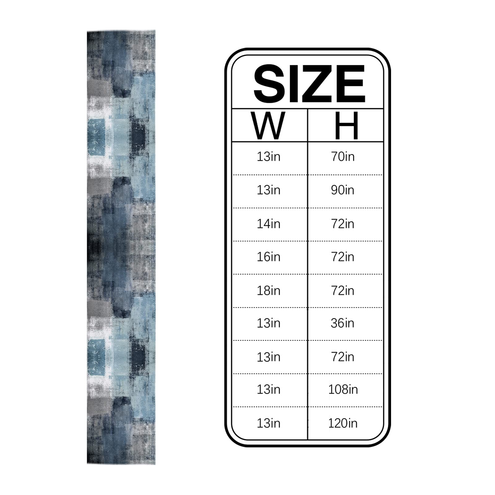 Navy Blue & Gray Abstract Art Dining Table Runner - 108 Inch Long Washable Non-Slip Rectangle Table Cover for Farmhouse, Holiday & Party Decor | Perfect for Coffee Tables, Dressers & Dinner Settings