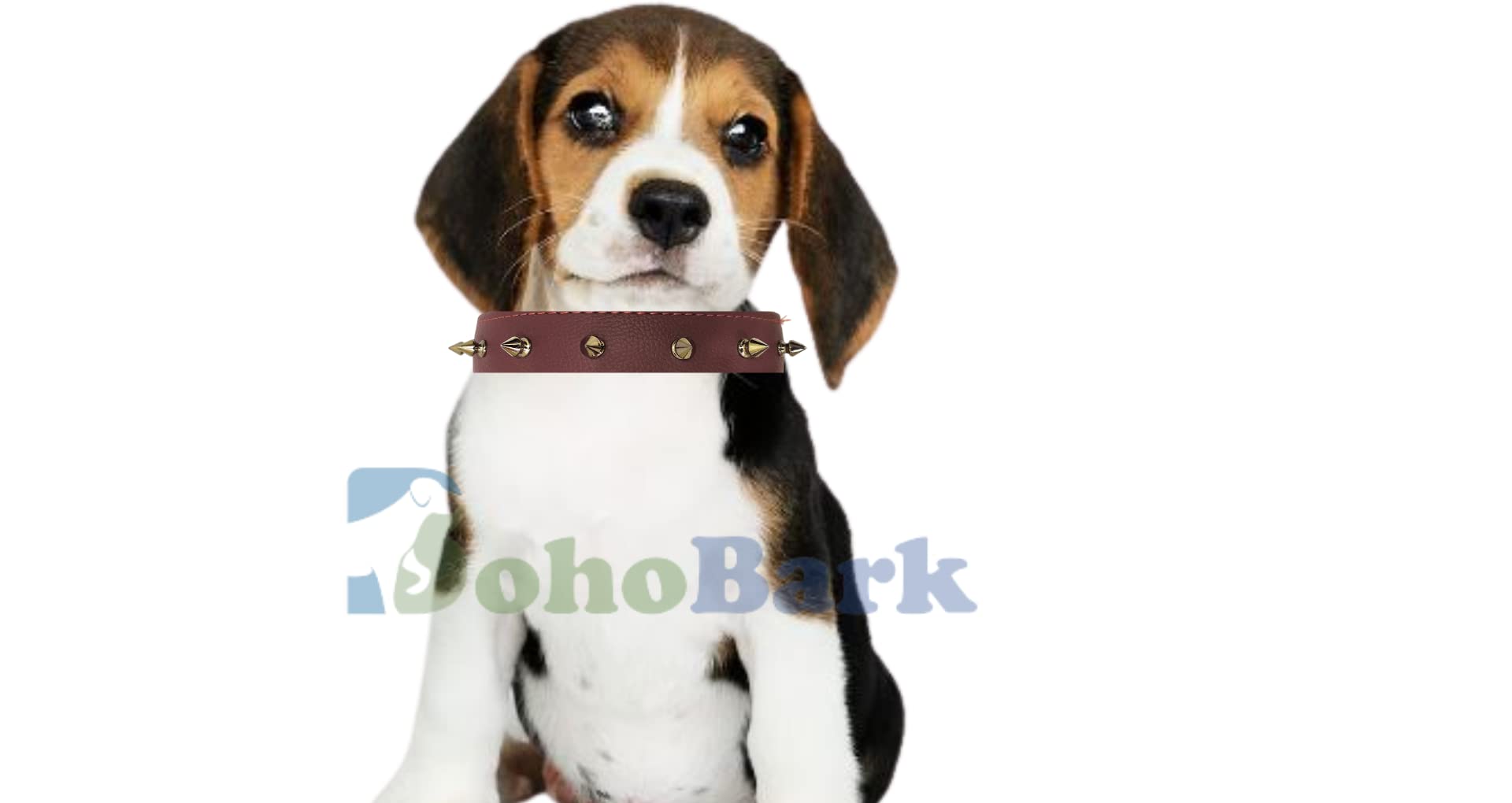 Boho Style Genuine Leather Dog Collar with Single Spike - Medium Size, Brown - Perfect for Training, Walking & Fashionable Pet Accessories