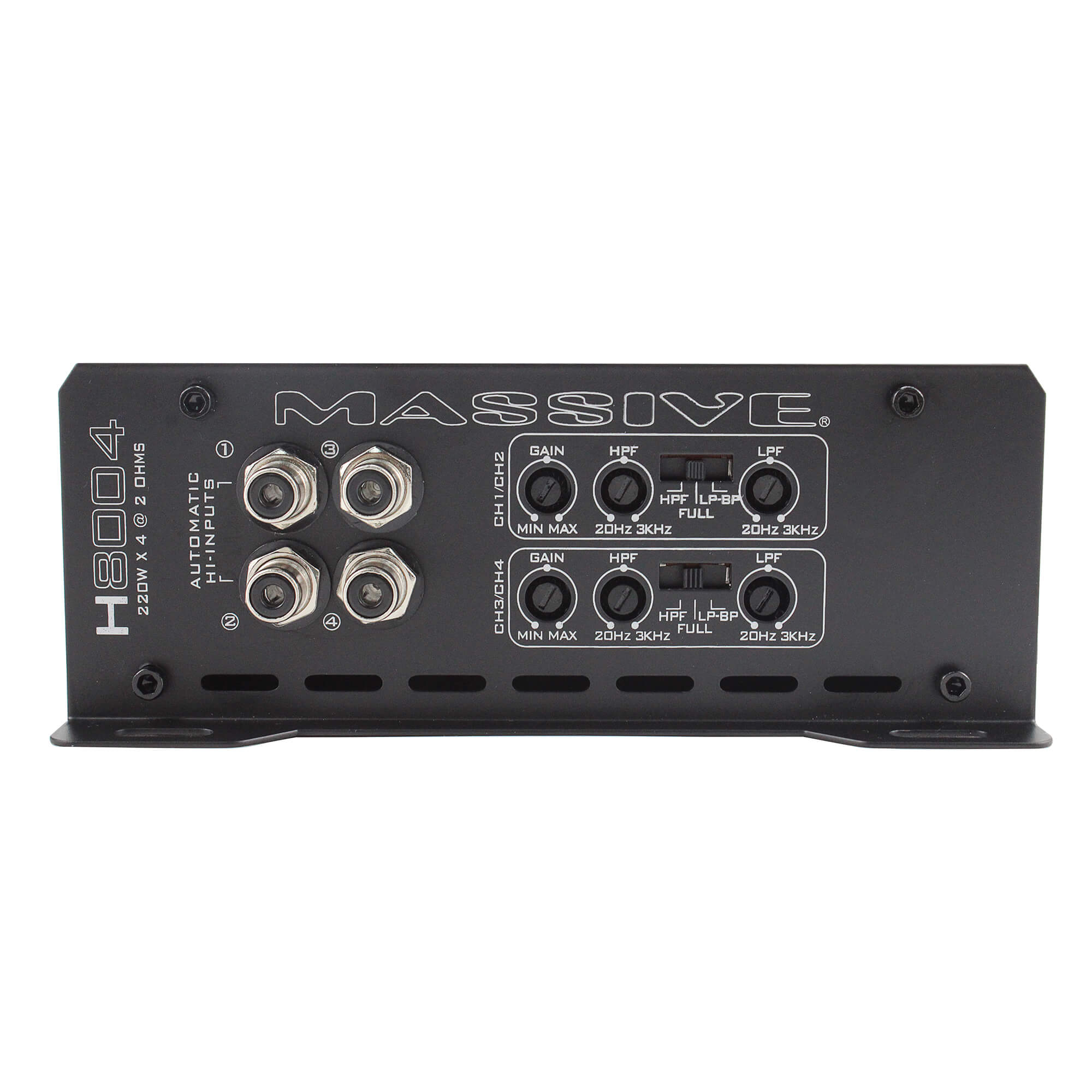 H8004 4-Channel Car Amplifier - 125 Watts RMS x 4 @ 4 Ohm - High Power Audio Amp for Car Stereo System, Home Theater, and Marine Boats