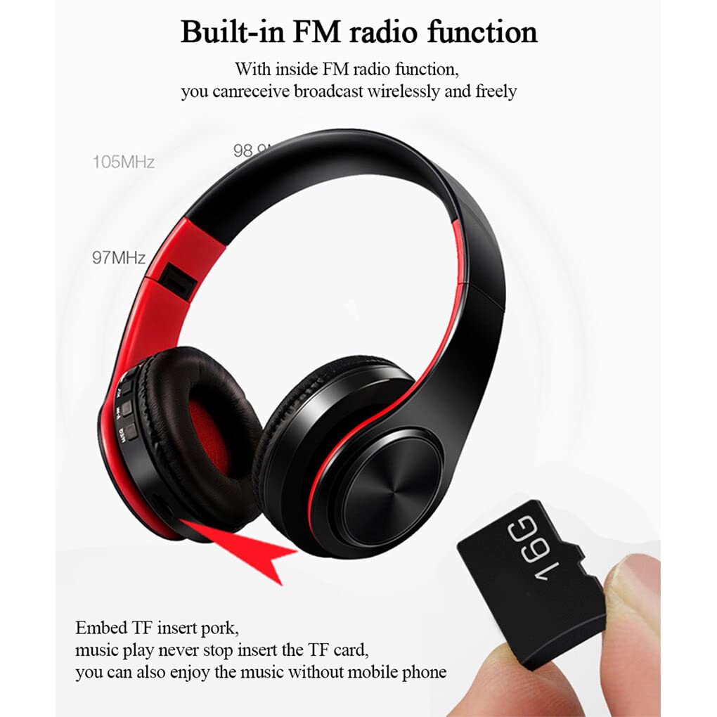 Nilioyul HiFi Stereo Wireless Bluetooth 5.0 Headphones - Noise Cancelling Over-Ear Headset with Mic for Laptop, PC, Mobile Phone (Black Gold) | Perfect for Gaming, Music, Work & Travel