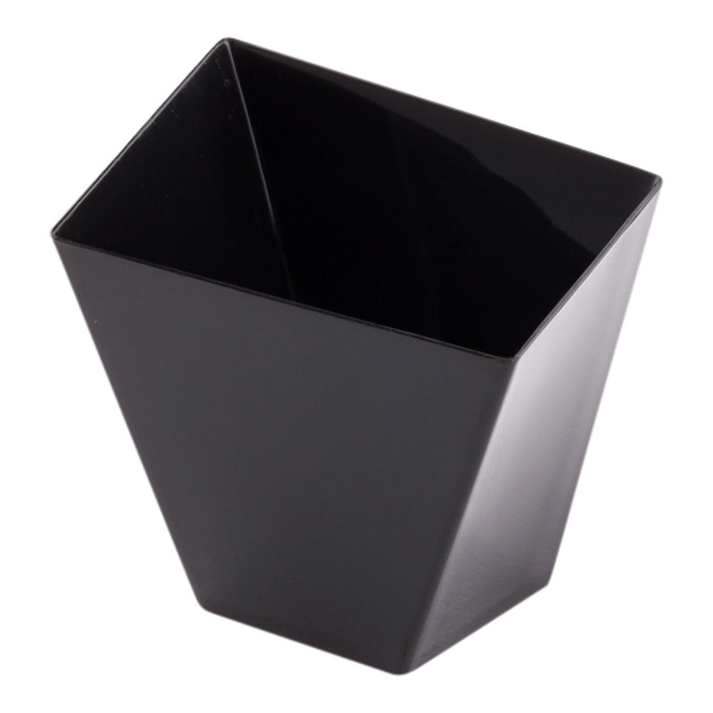 100 Pack 2 oz Square Black Plastic Dessert Dishes with 100 Silver Mini Forks - Perfect for Parties, Weddings, Catering & Dessert Serving