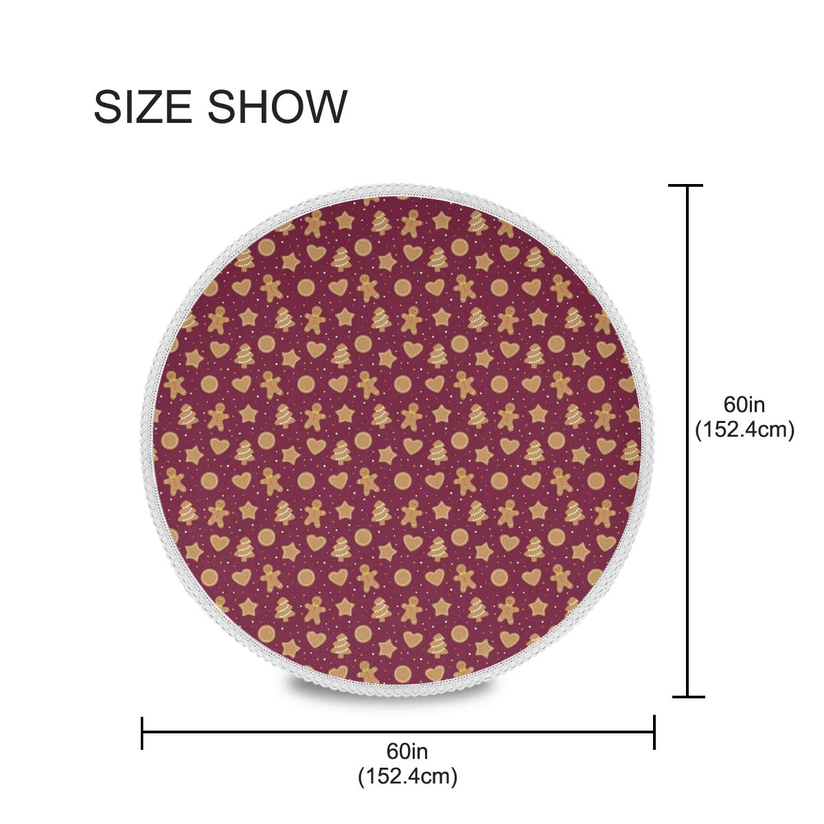 Senya 60-Inch Round Tablecloth - Christmas Gingerbread Cookies Design, Decorative Circular Table Cover for Holiday Dinner Parties, Family Gatherings & Festive Home Decor