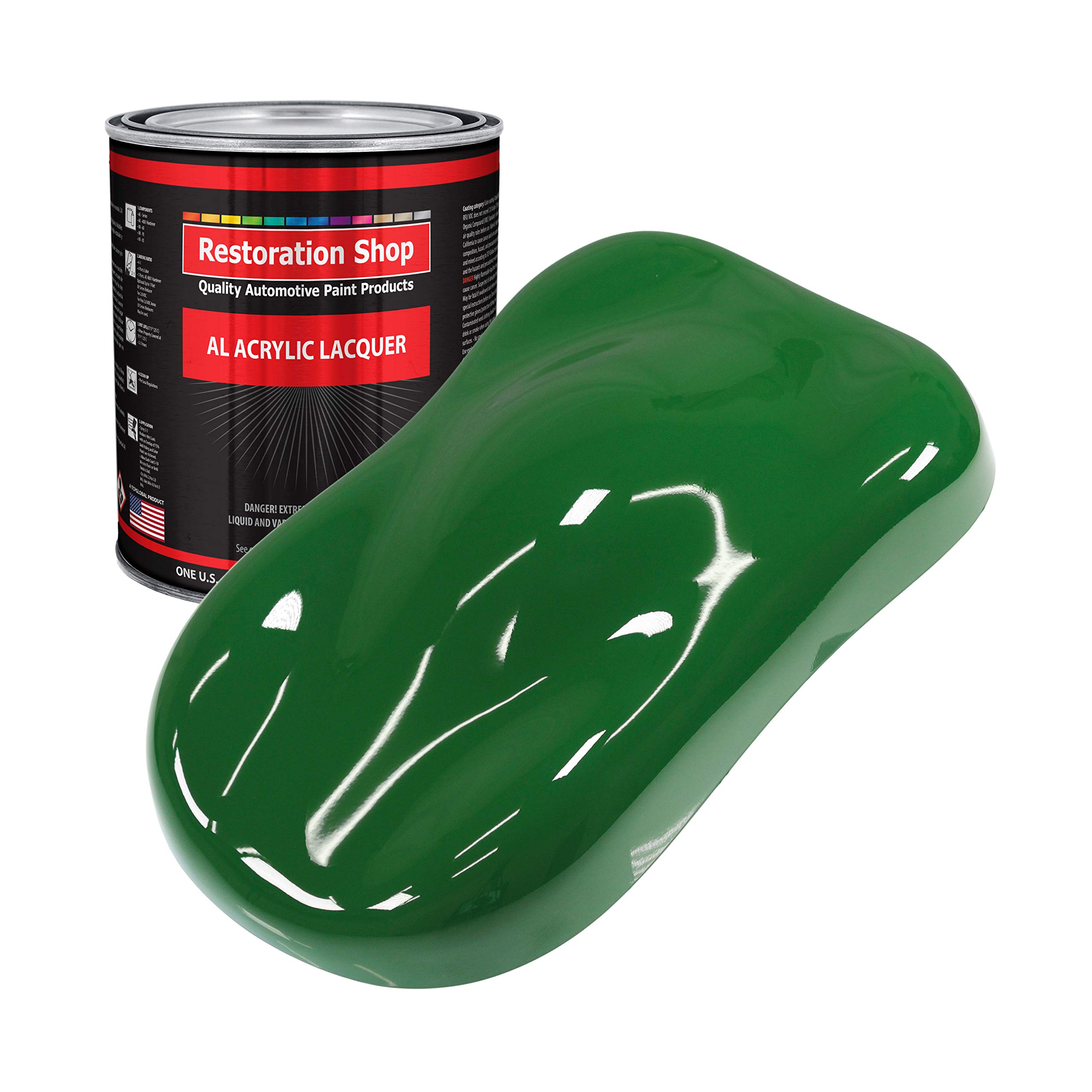 Restoration Shop - Emerald Green Acrylic Lacquer Auto Paint (1 Gallon) - Professional Gloss Finish for Cars, Trucks, Guitars & Furniture - High-Quality Refinishing Coating - Perfect for Automotive Restoration & DIY Projects