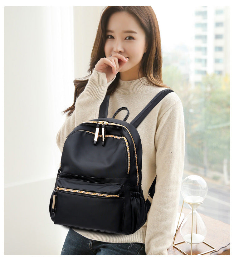 Waterproof Women's Backpack - Lightweight Black Cloth Backpack for Hiking, Travel & Daily Use